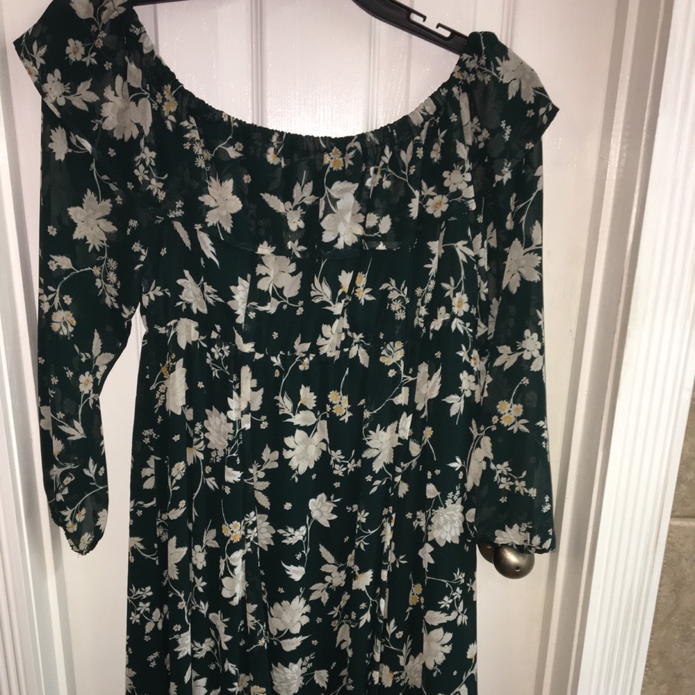 Torrid Green Floral Off-shoulder Dress